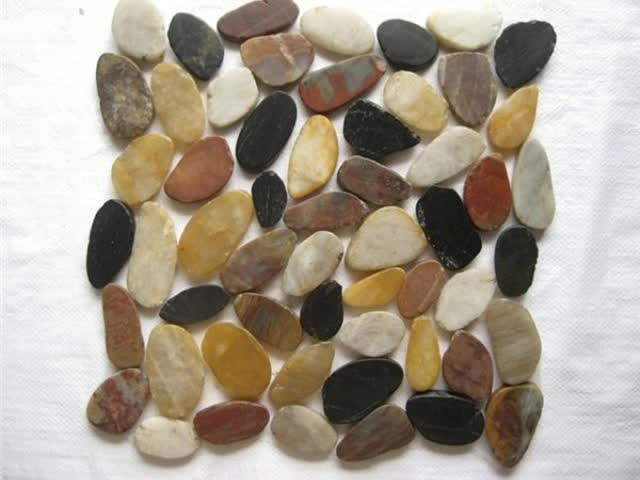Mixed Color Polished River Pebbles Mosaic Pattern
