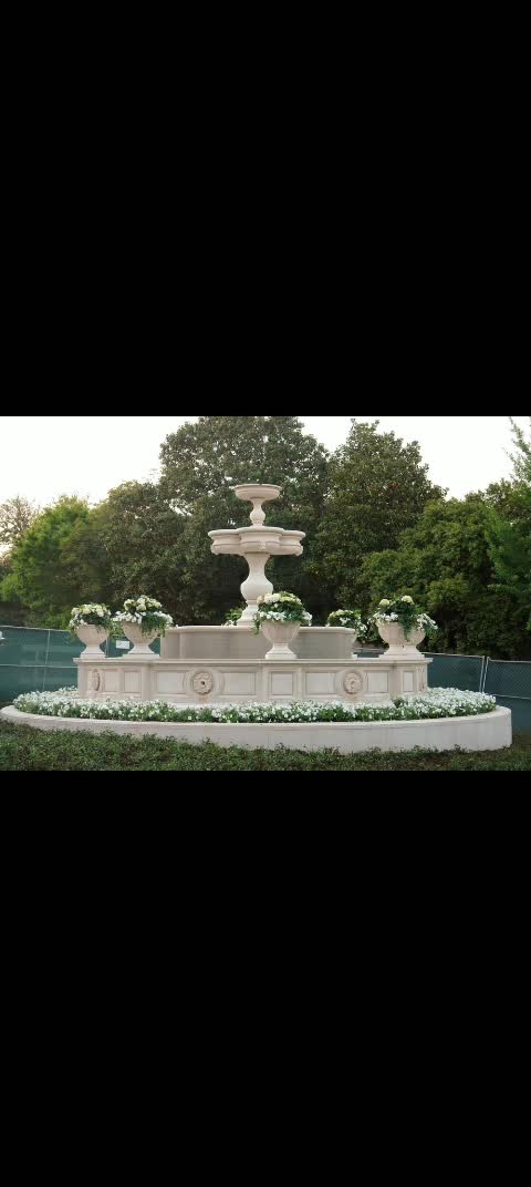 Pure White Marble Hand Carving Garden Fountain