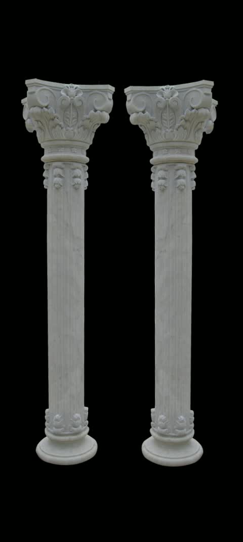 White Marble Column,Interior Polished Carved Pillars