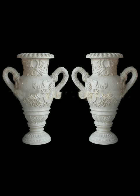 White Marble Hand Carved Flower Pot & Planters