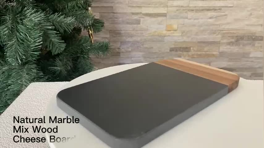 UNION DECO Black Marble And Wood Chopping Board Cheese Board