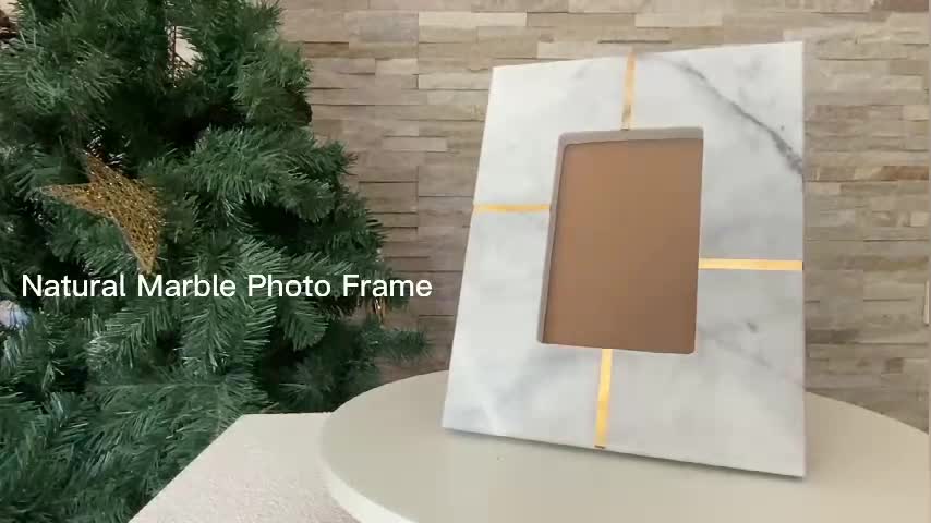 UNION DECO Marble Photo Frame With Brass For Home
