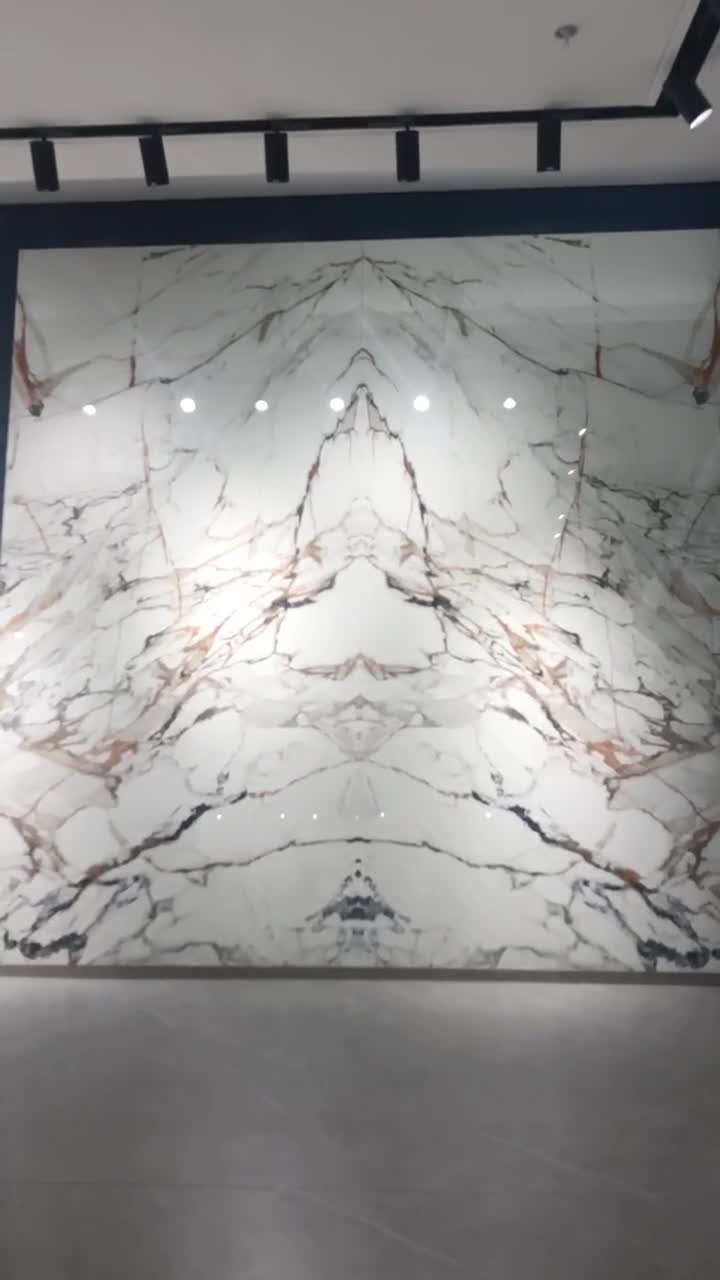 1600*3200MM BOOKMATCH GLOSSY GOLDEN YEAR PORCELAIN SLAB
