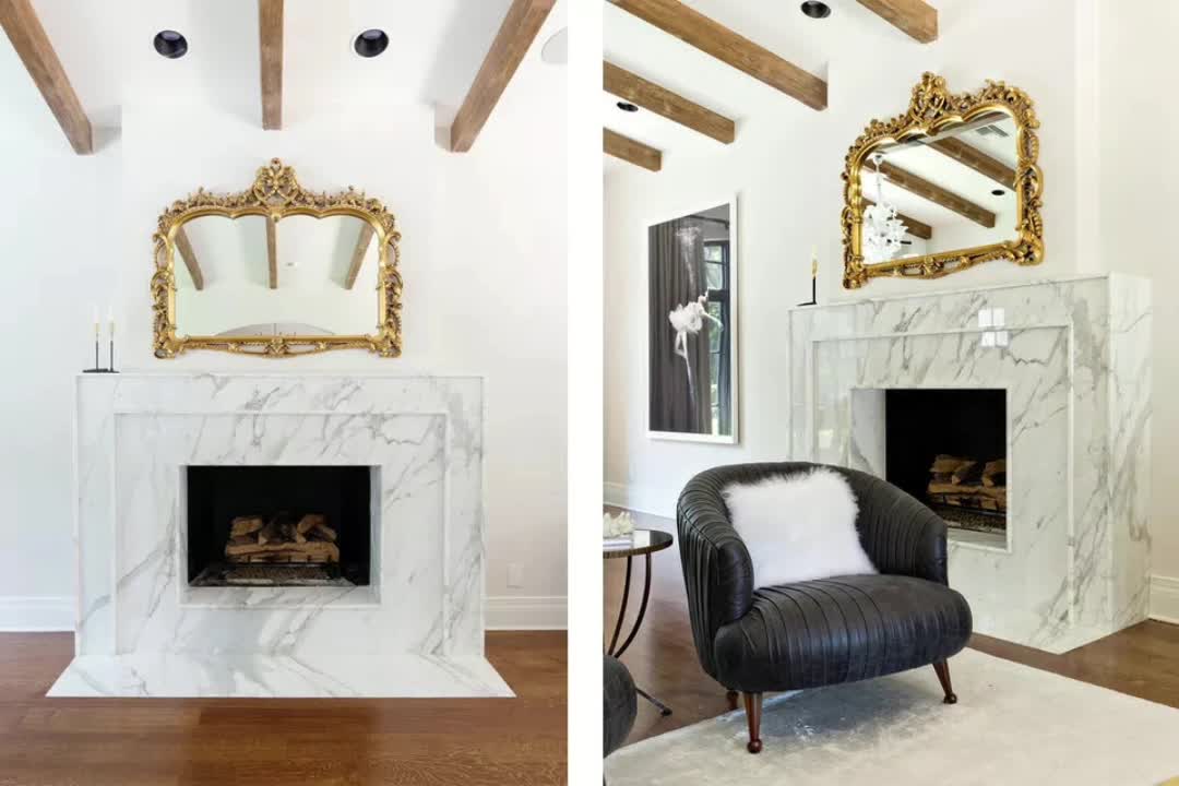 Summerford Marble Fireplace Mantel & Modern Fireplace