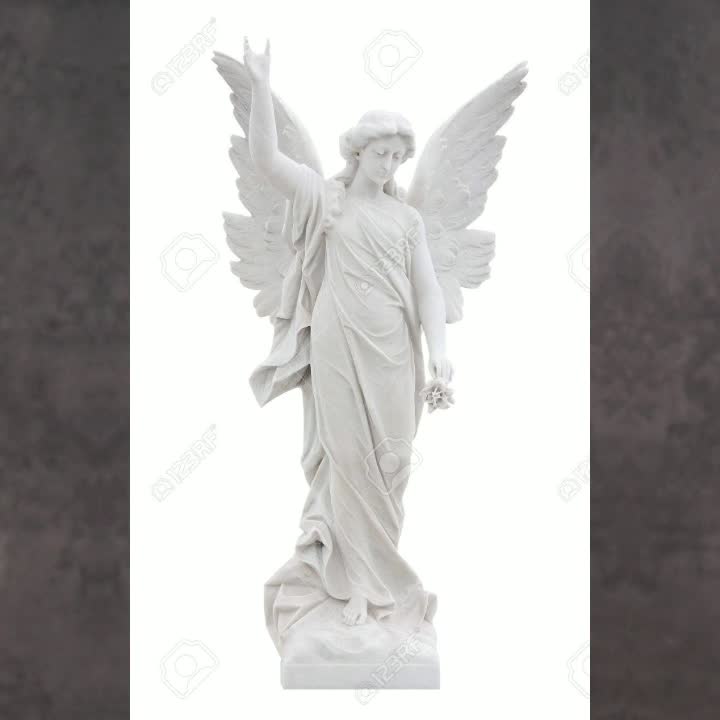 Wholesale White Marble Garden Statue Winged Angel Figurine