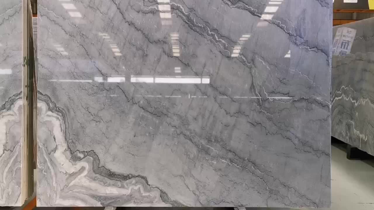 Big Natural Grey Gray Marble Slab With  White Veins