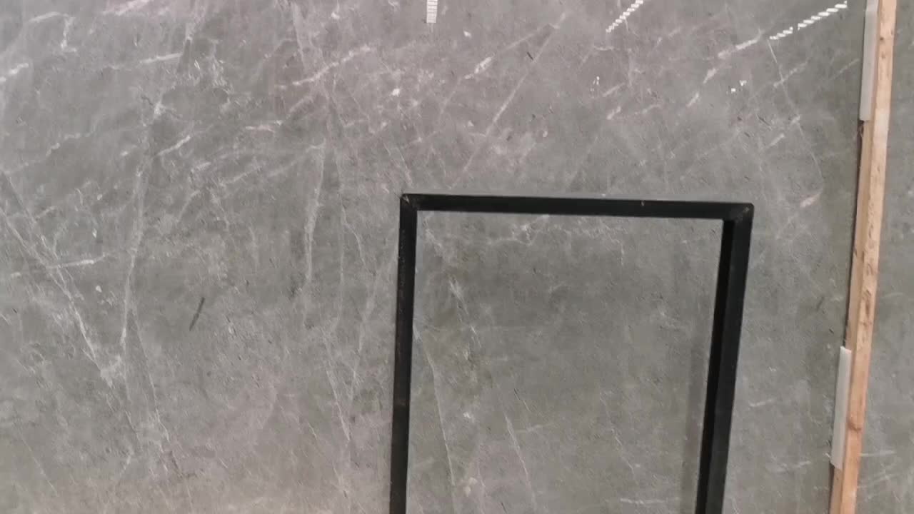 Polished Big Blue Background Grey Marble Stone Slab