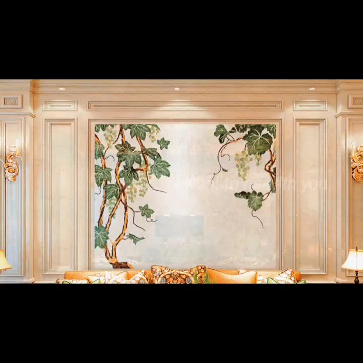 Luxury Waterjet Marble  Wall Picture TV Background Design
