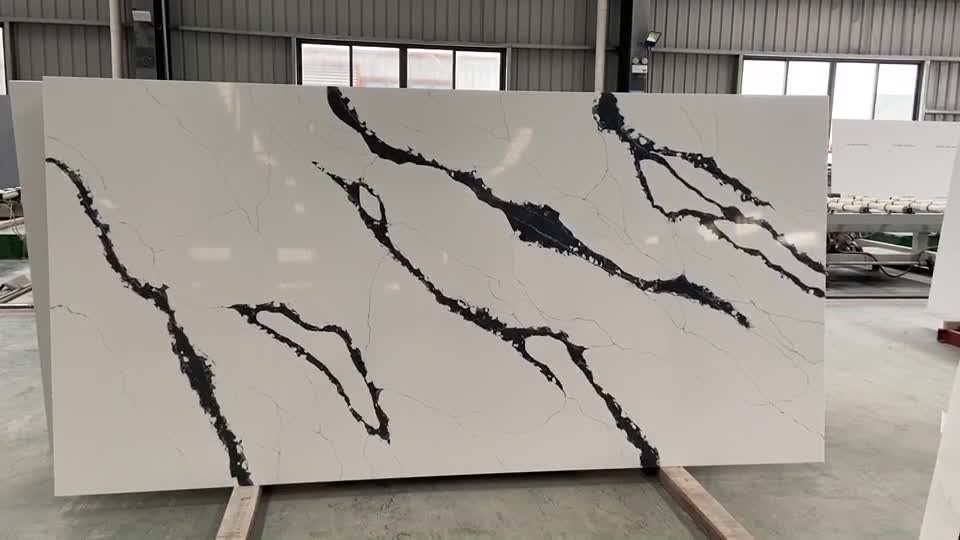 Price Calacatta Prada Artificial Quartz Stone Black Veins