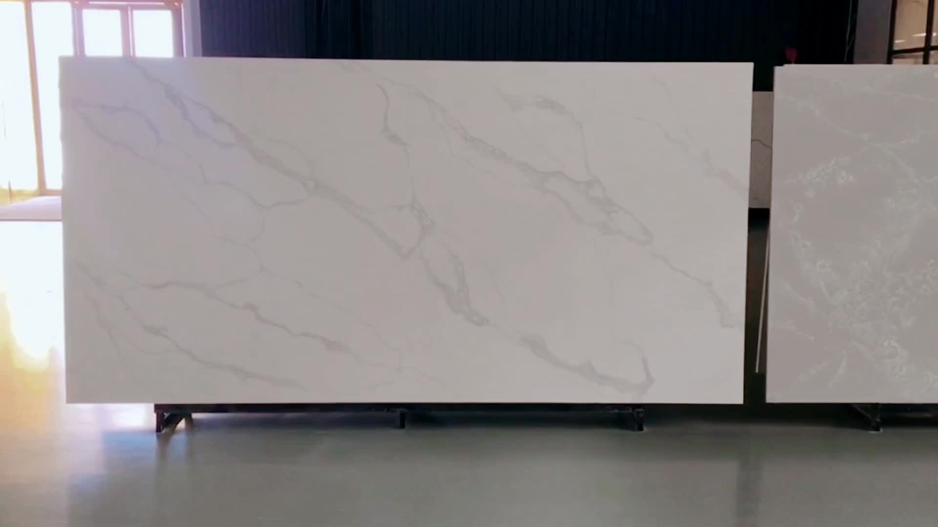 White Calacatta Artificial Quartz For Wall Floor Design
