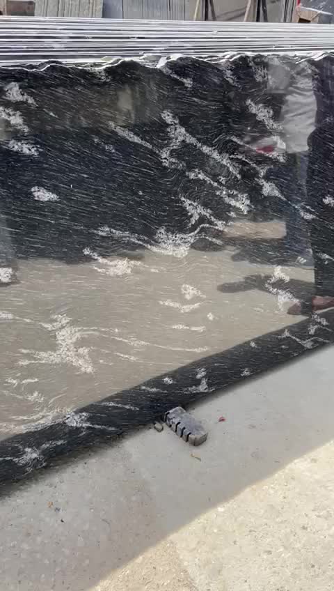 Fish Black Granite Slabs