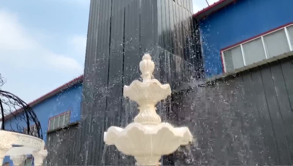 Custom Made White Marble 4 Pegasus Carving  Water Fountain