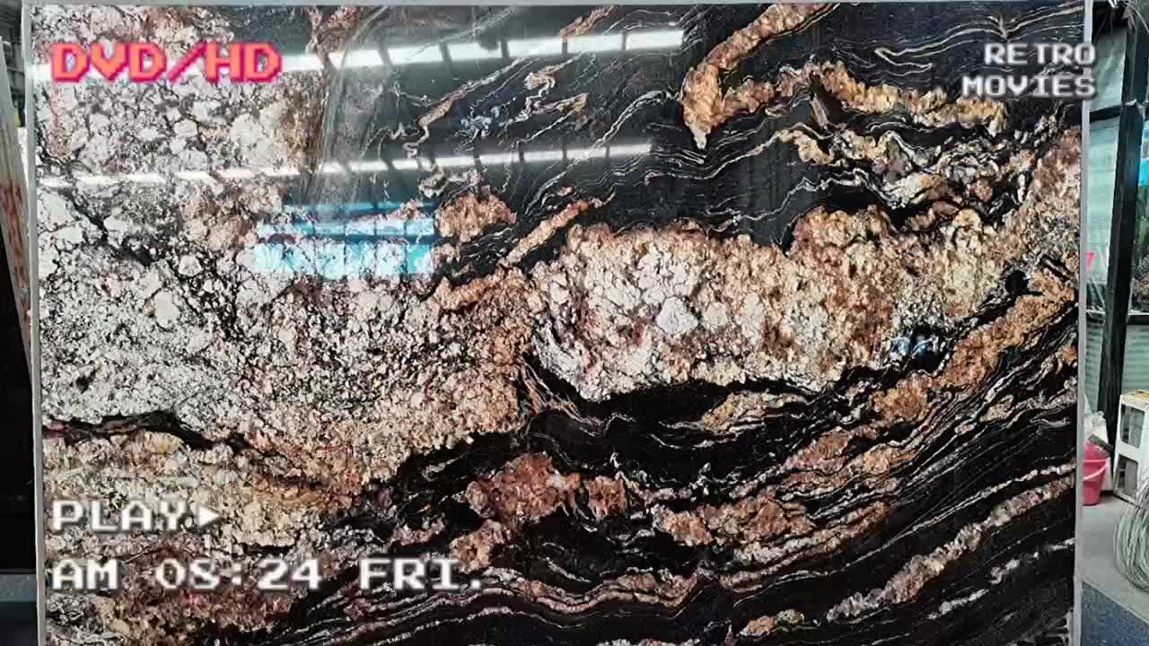 Magma Gold Granite Slabs, Exotic Braizl Black Granite Slabs