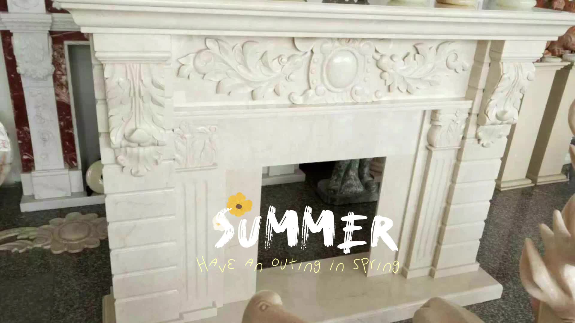 Natural Stone Surround Fireplace, Sculptured Fireplace