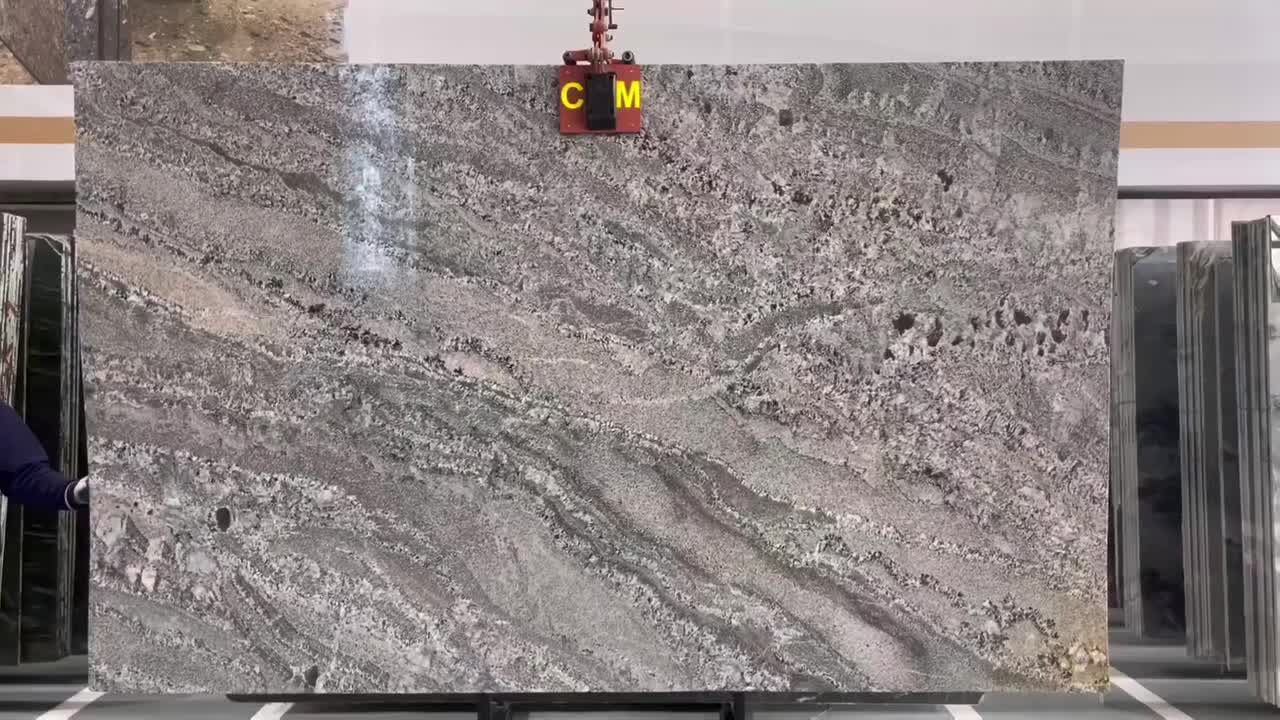 Amber Blue White Mesh Texture Granite
