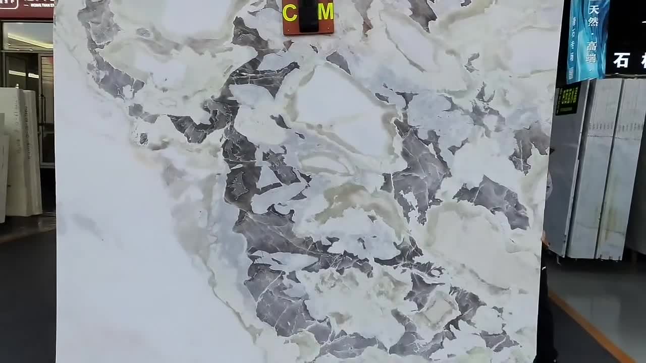 White Green Veins Marble Table Top