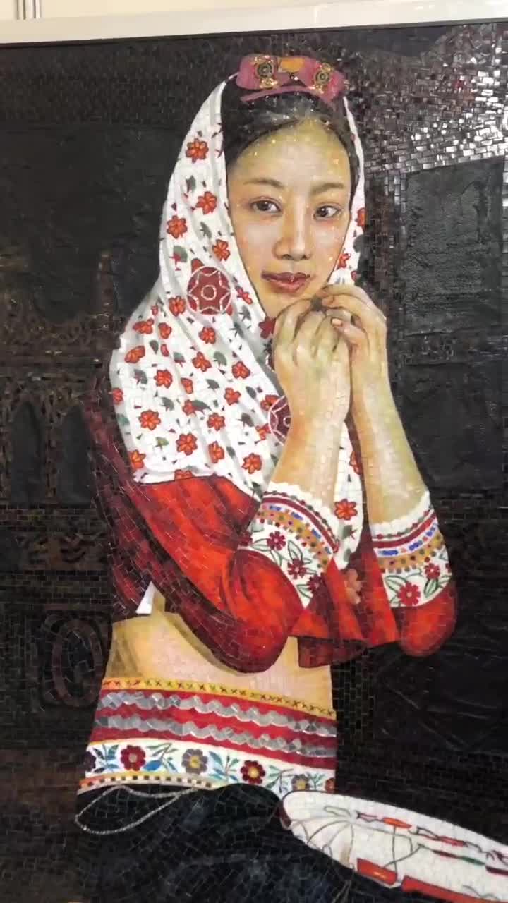 Customized Hand Made Mural Girl Glass Mosaic Wall Tiles