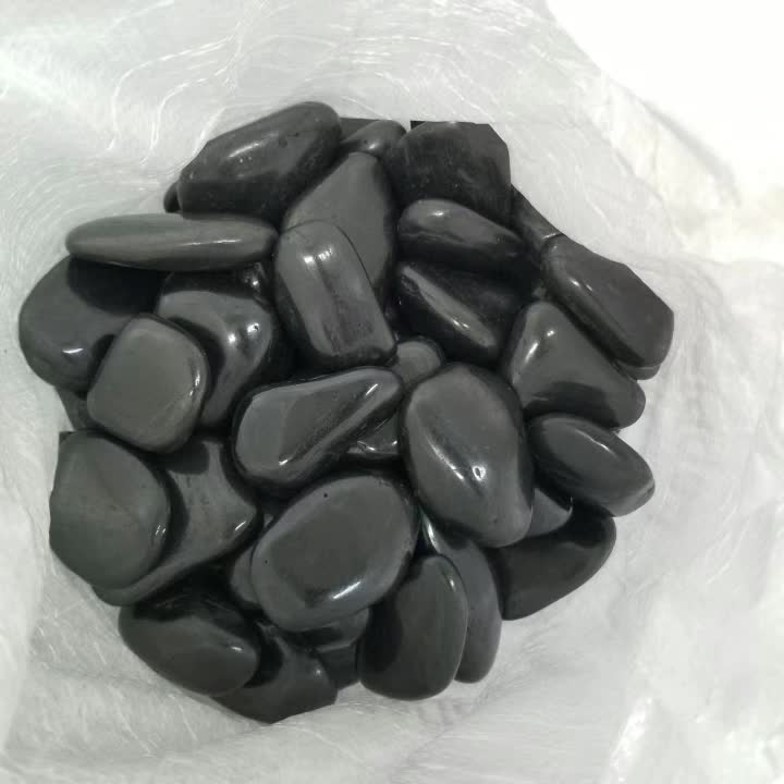Decoration River Rock Polished Black Nature Stone Pebble