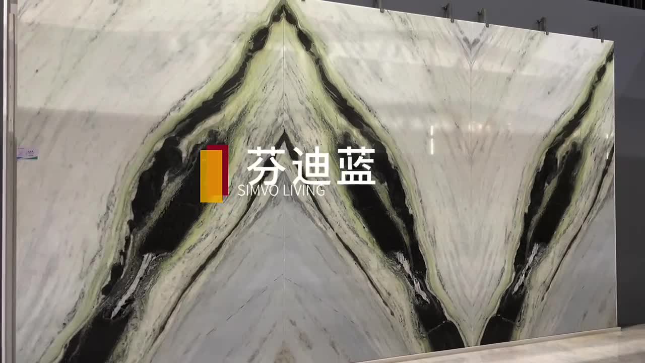 Bookmatched Black White Blue Galaxy Quartzite Pattern