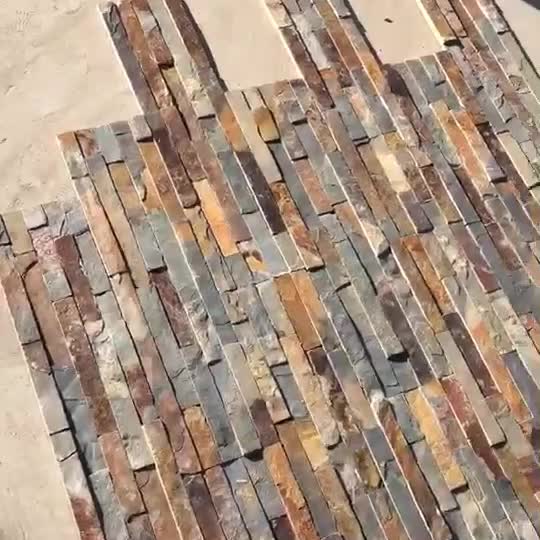 Chinese Rusty Multicolor Slate Ledger Stone Cladding Wall Panels