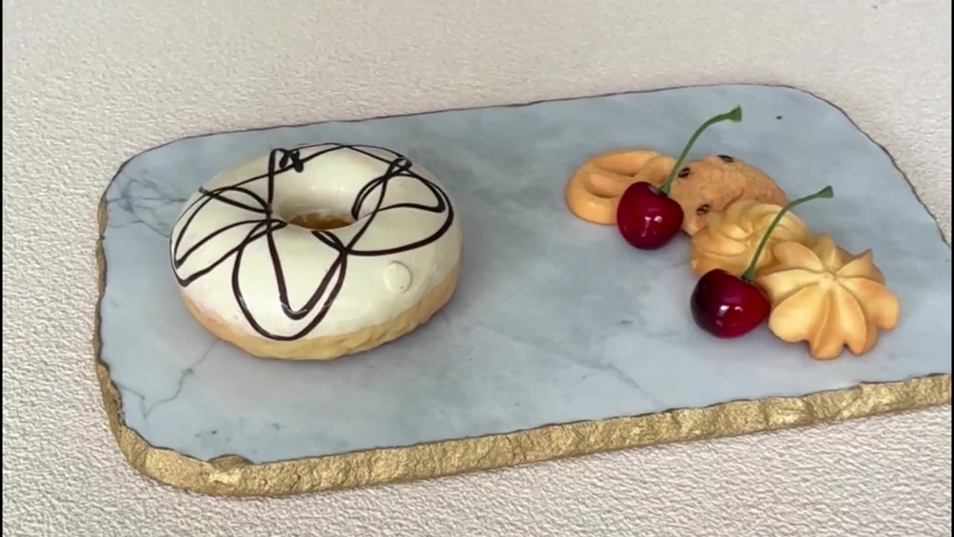 UNION DECO White Marble Serving Tray For Appetizer Dessert