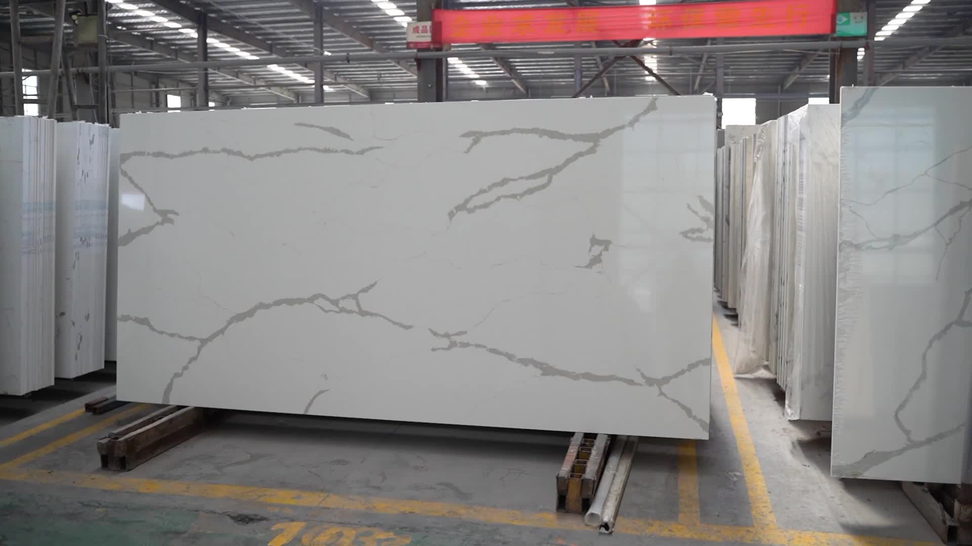 Chinese Factory Engineered Stone Calacatta Gold Quartz Slab