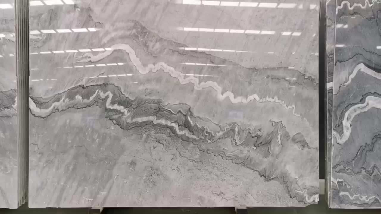 Bookmatched Natural Marble Slab Stone Grey Polished Color