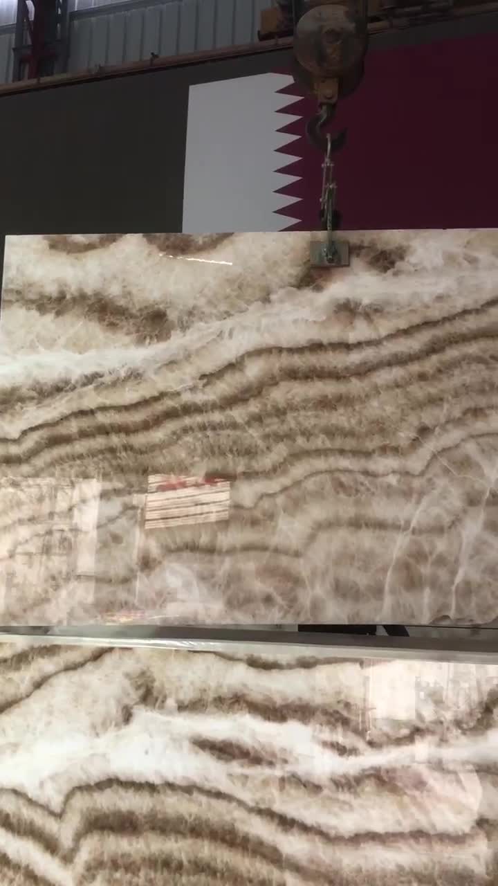 China Golden Brown Onyx Jade Slab Tile