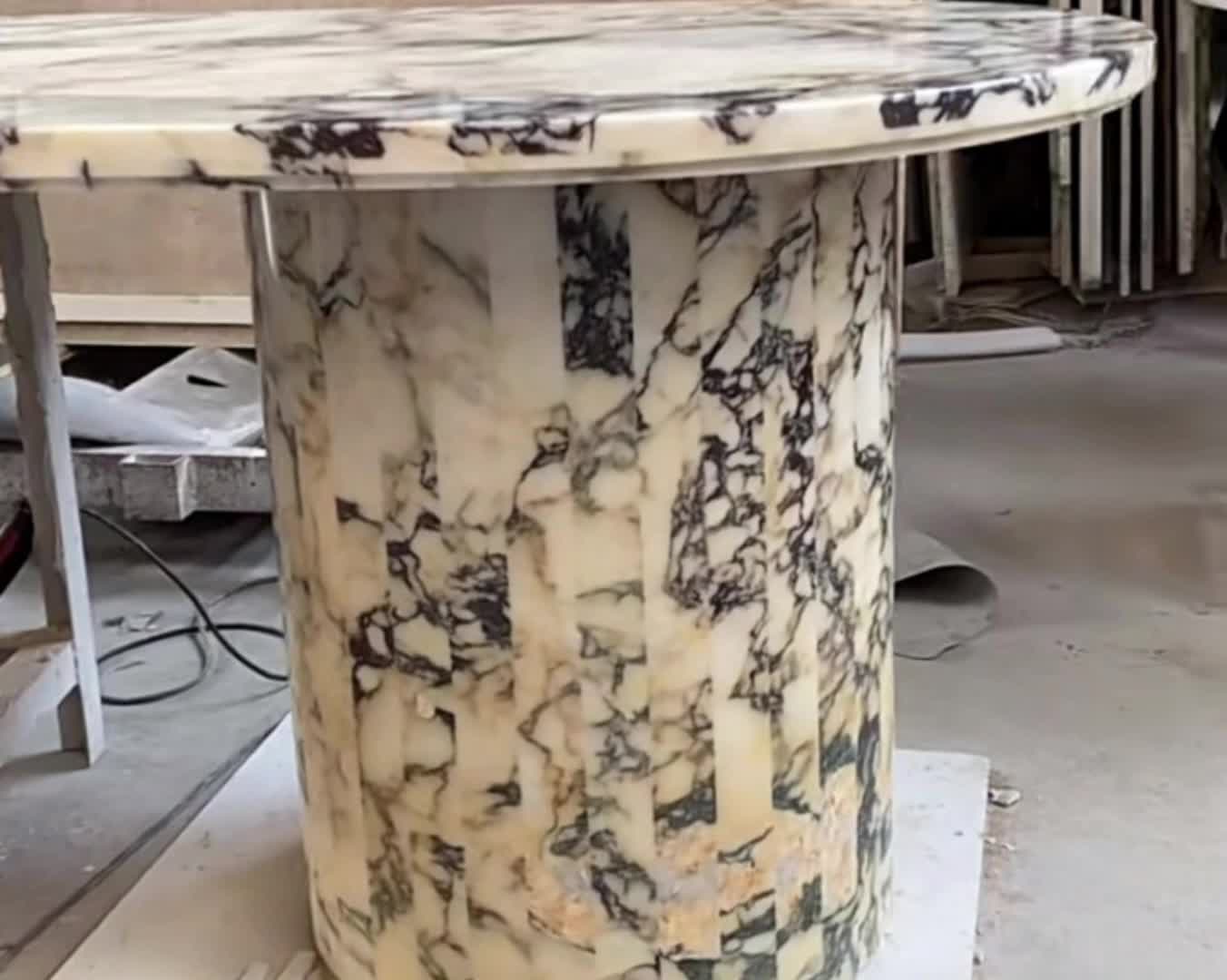 Calacatta Violet Marble Large Round Dinning Tea Table