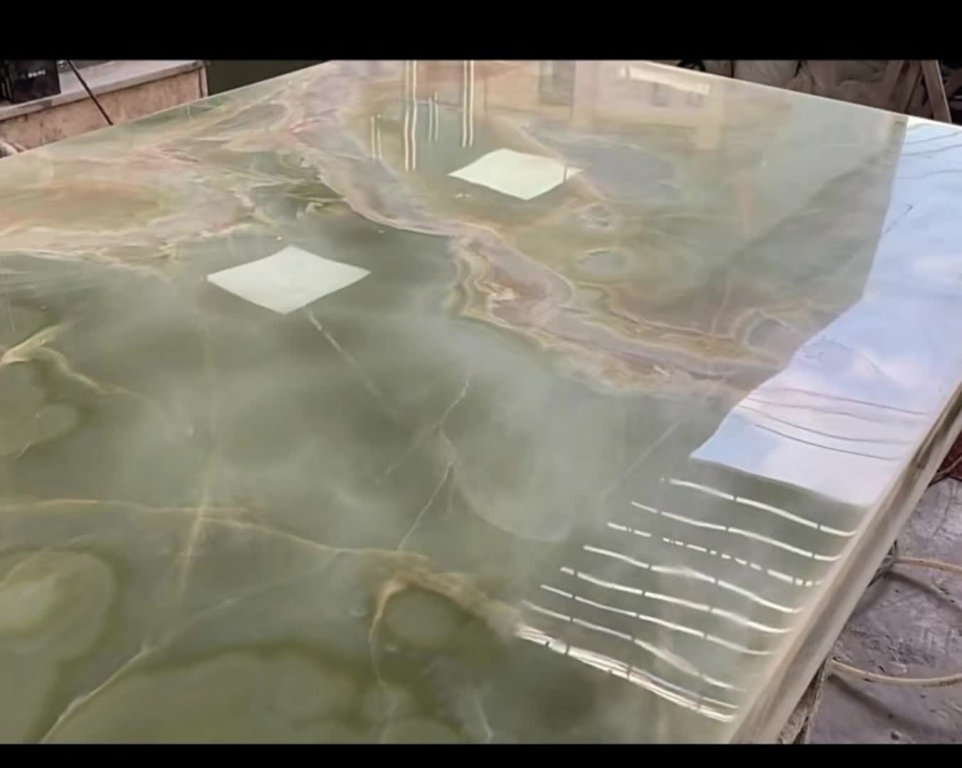 Light Green Jade Onyx Big Rectangle Table Top Dinning Table