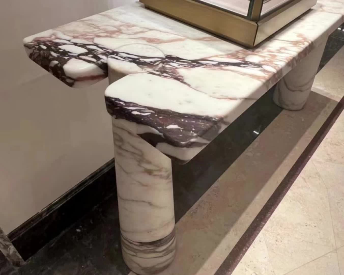 Modern Calacatta Viola White Marble Side Table