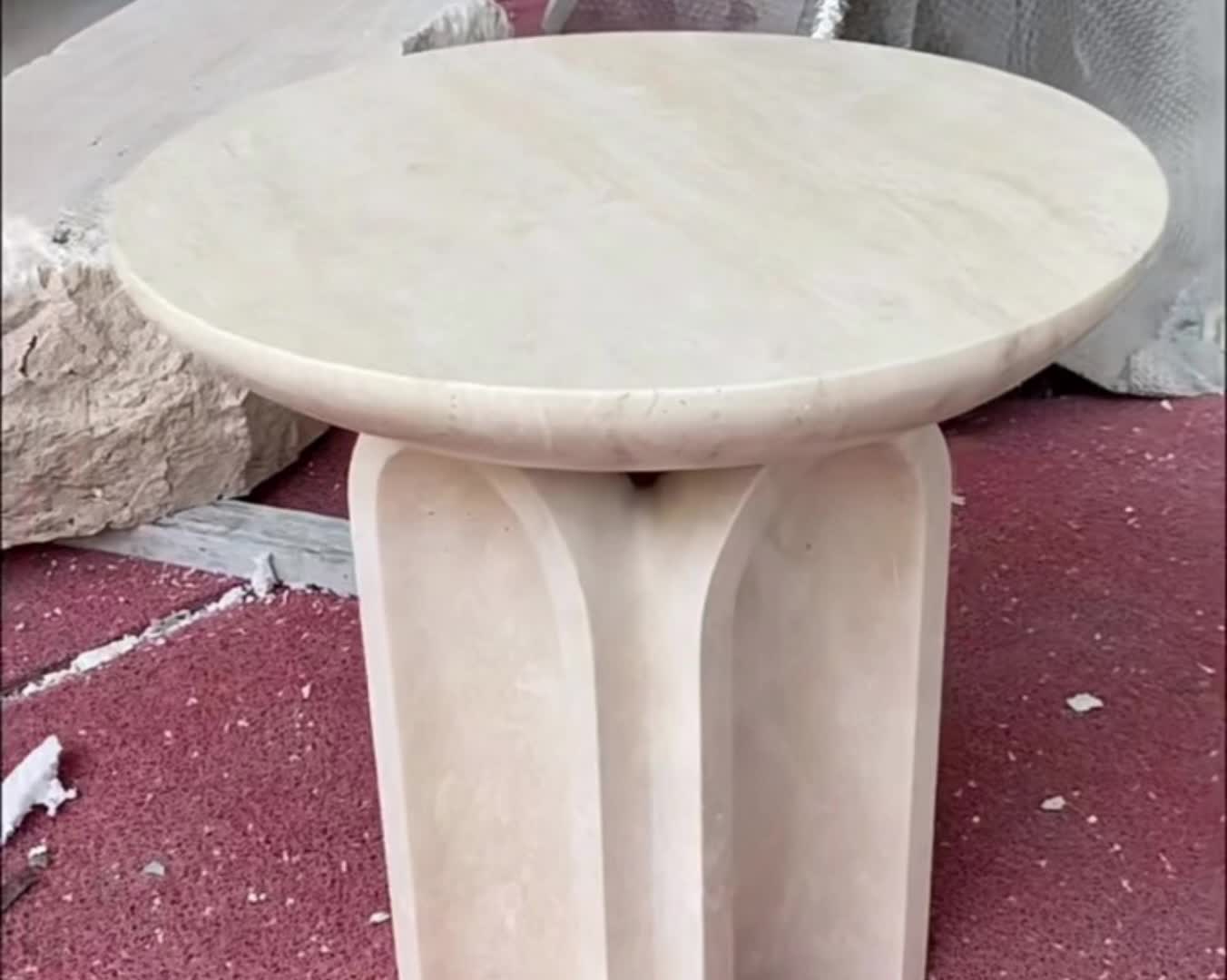 Natural Stone Beige Travertine Side Table Stone Stool