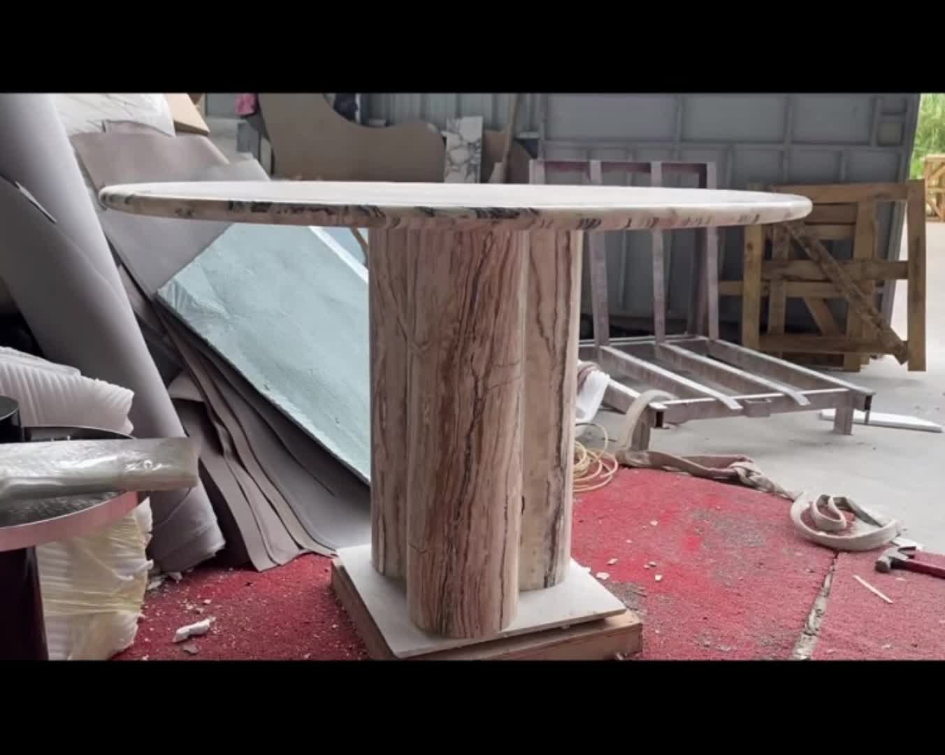 Natural Stone Traonyx Travertine Tea Table Coffee Round Top Table
