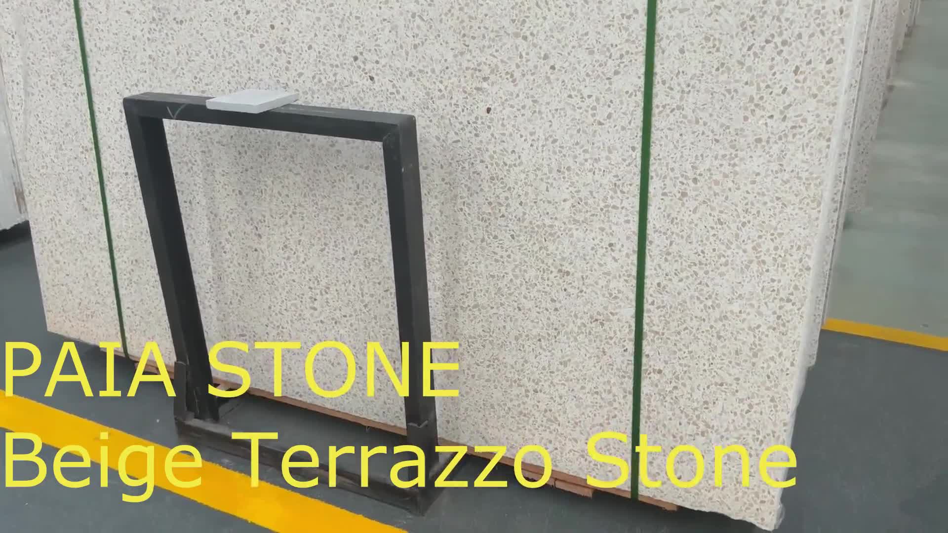Good Price Beige Terrazzo Stone Slab For Home & Hotel Floor