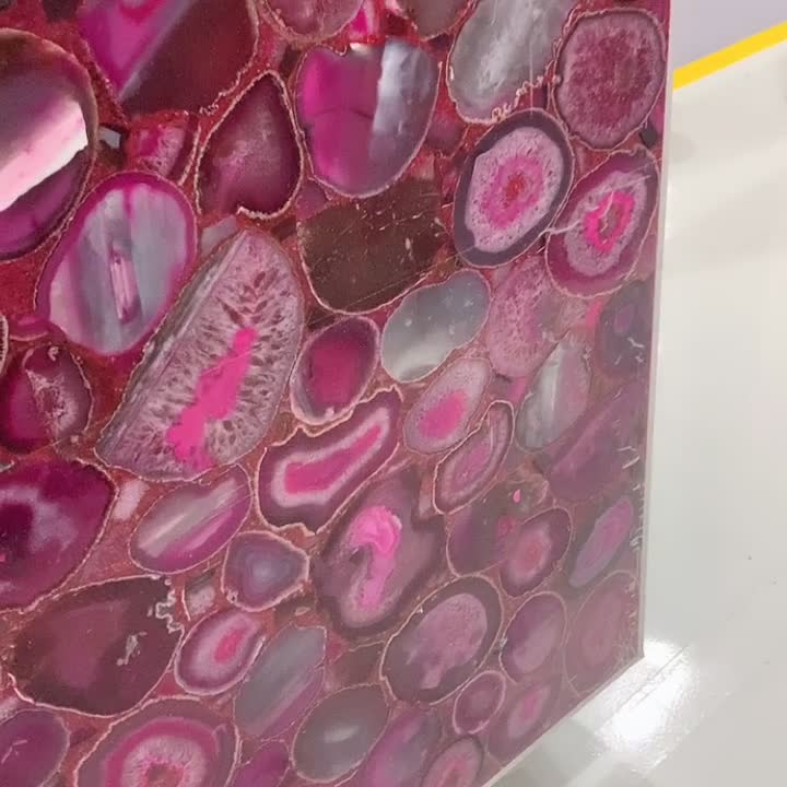 Pink Agate Gemstone Slab For Interior Wall Decoration
