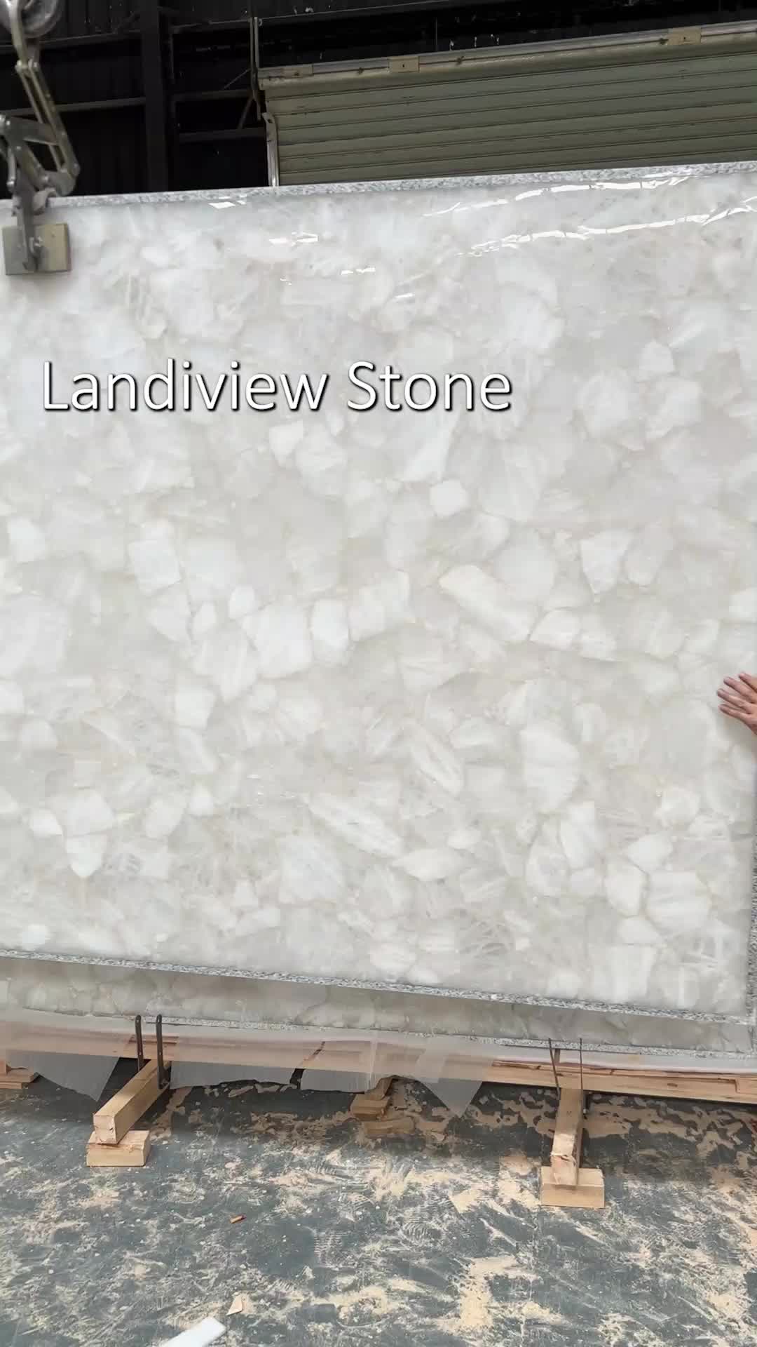 White Crystal Quartz Semiprecious Stone Wall Tiles