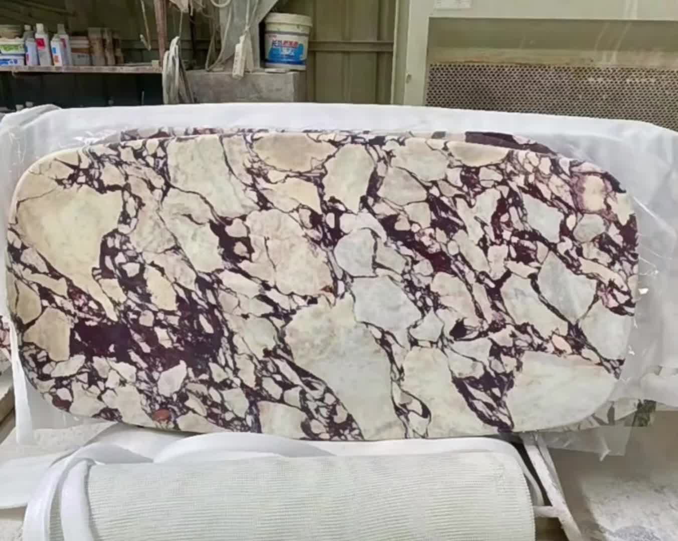 Calacatta Violet White Marble Stone Dinning Table Top