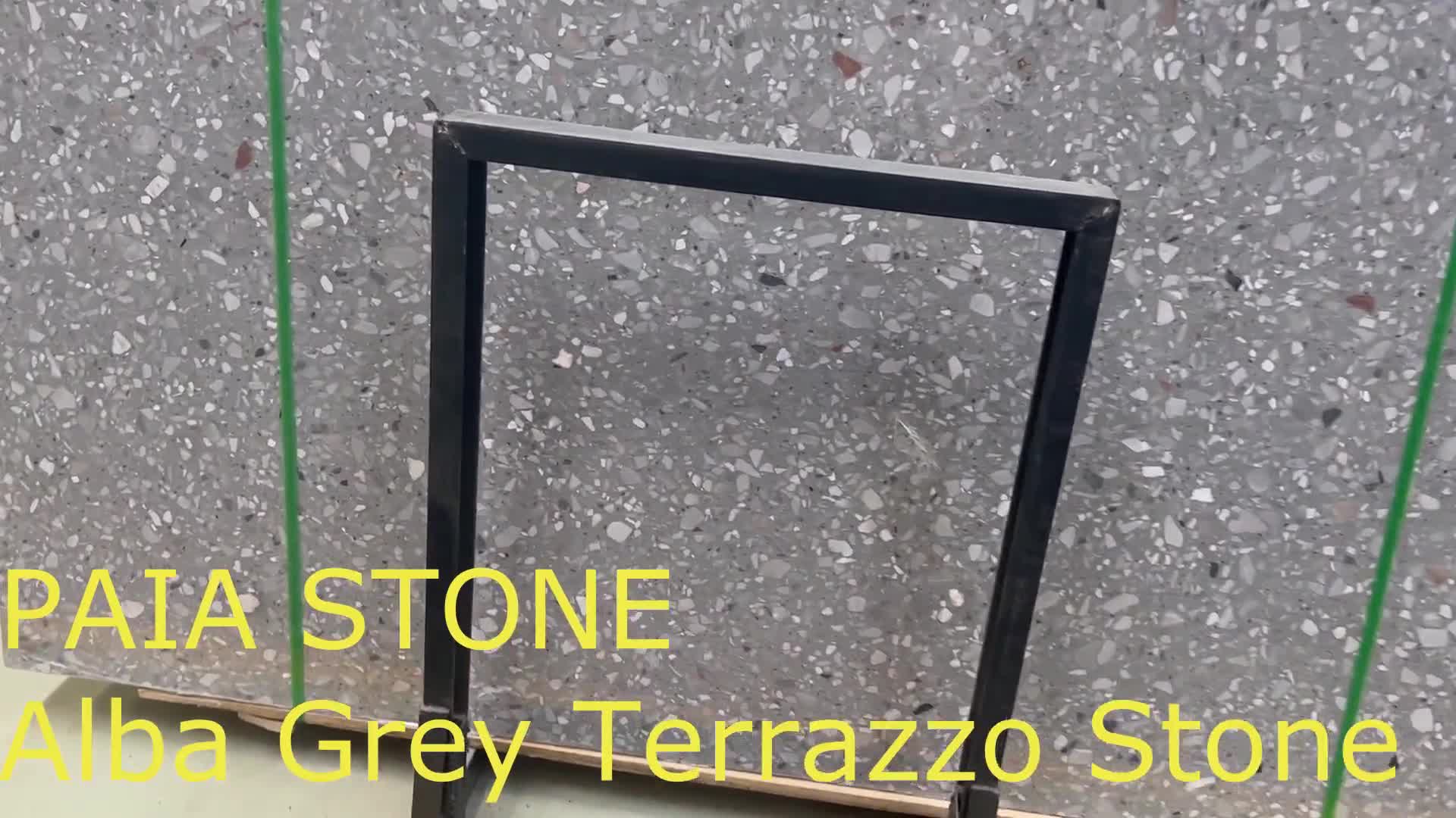 Alba Grey Terrazzo Stone Slab Tile For Interior Floor Design