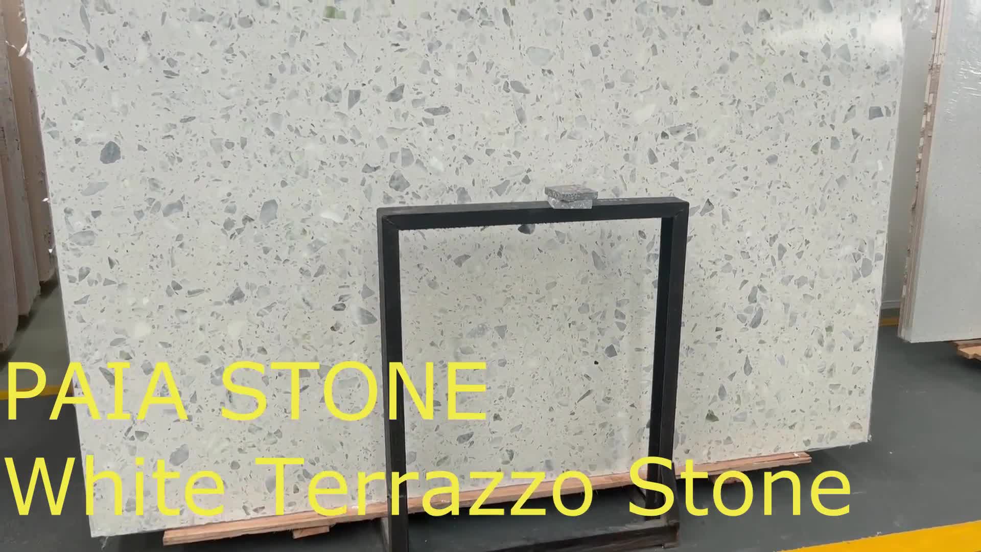 Artificial White Terrazzo Stone Slab For Interior Floor Tile