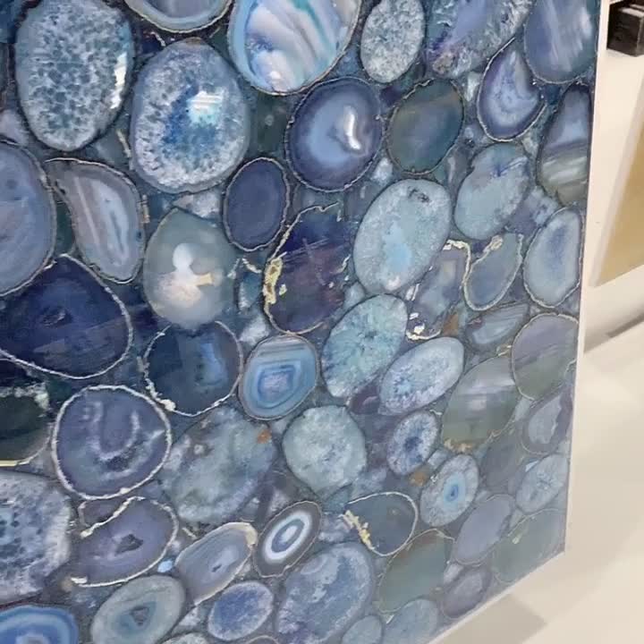 Blue Agate Semi Precious Stone Gemstone Slab For Home Wall