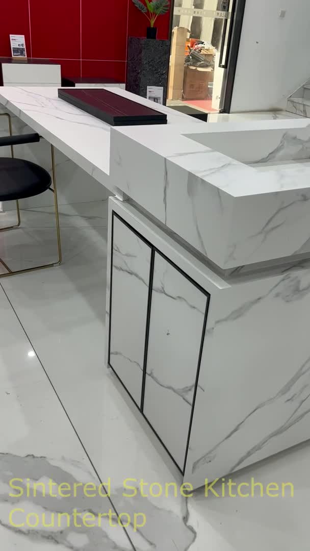 Calacatta White Sintered Stone Countertop For Kitchen Decor