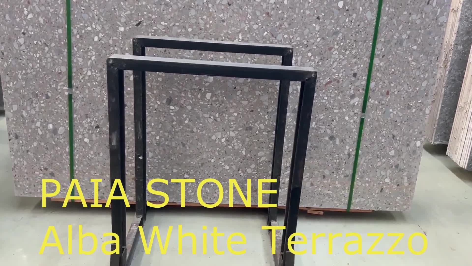 Customize Alba White Terrazzo Slab Tiles Floor Wall Design