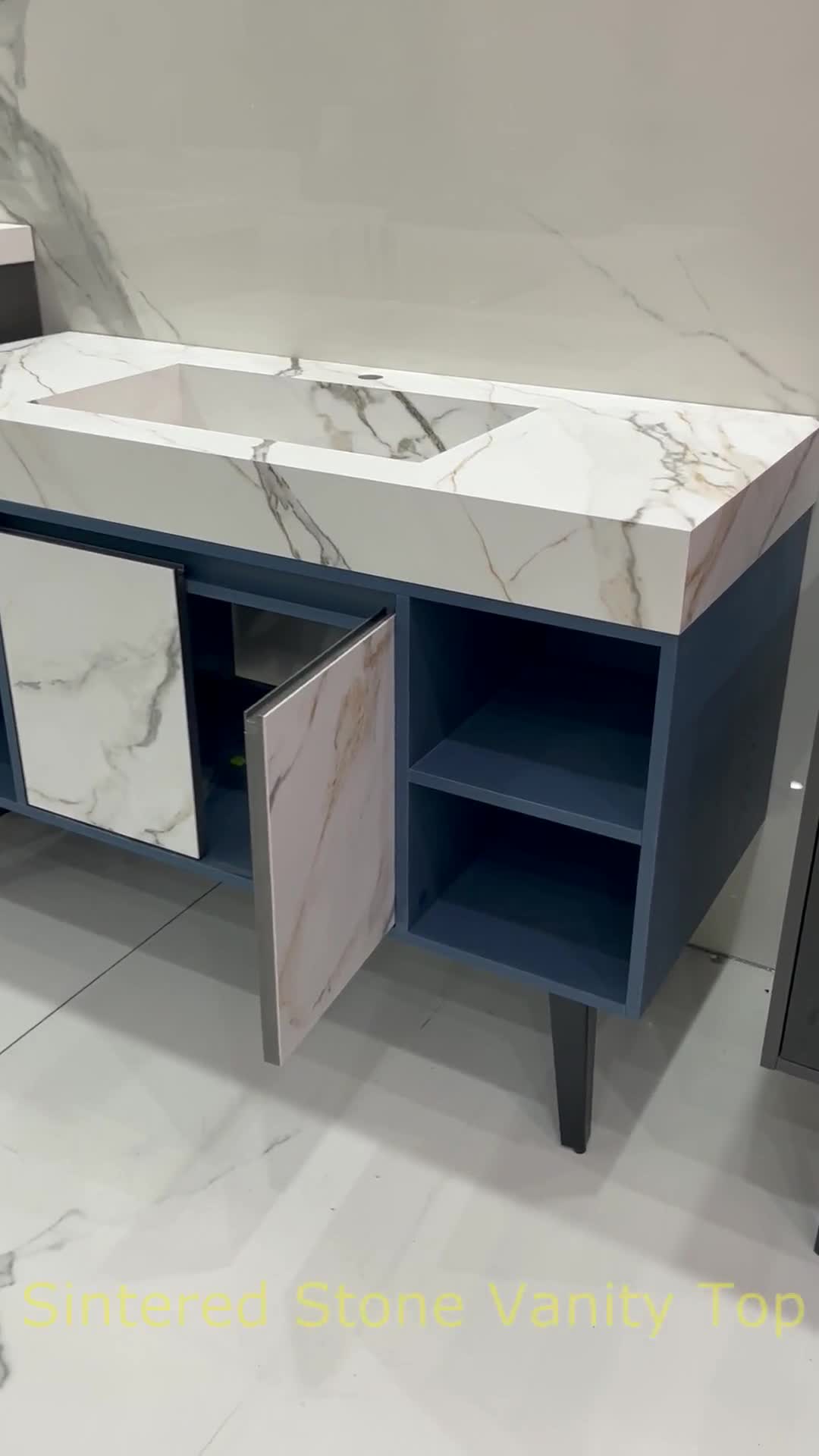 Hot Sale Sintered Stone Vanity And Mirror For Bathroom Decor