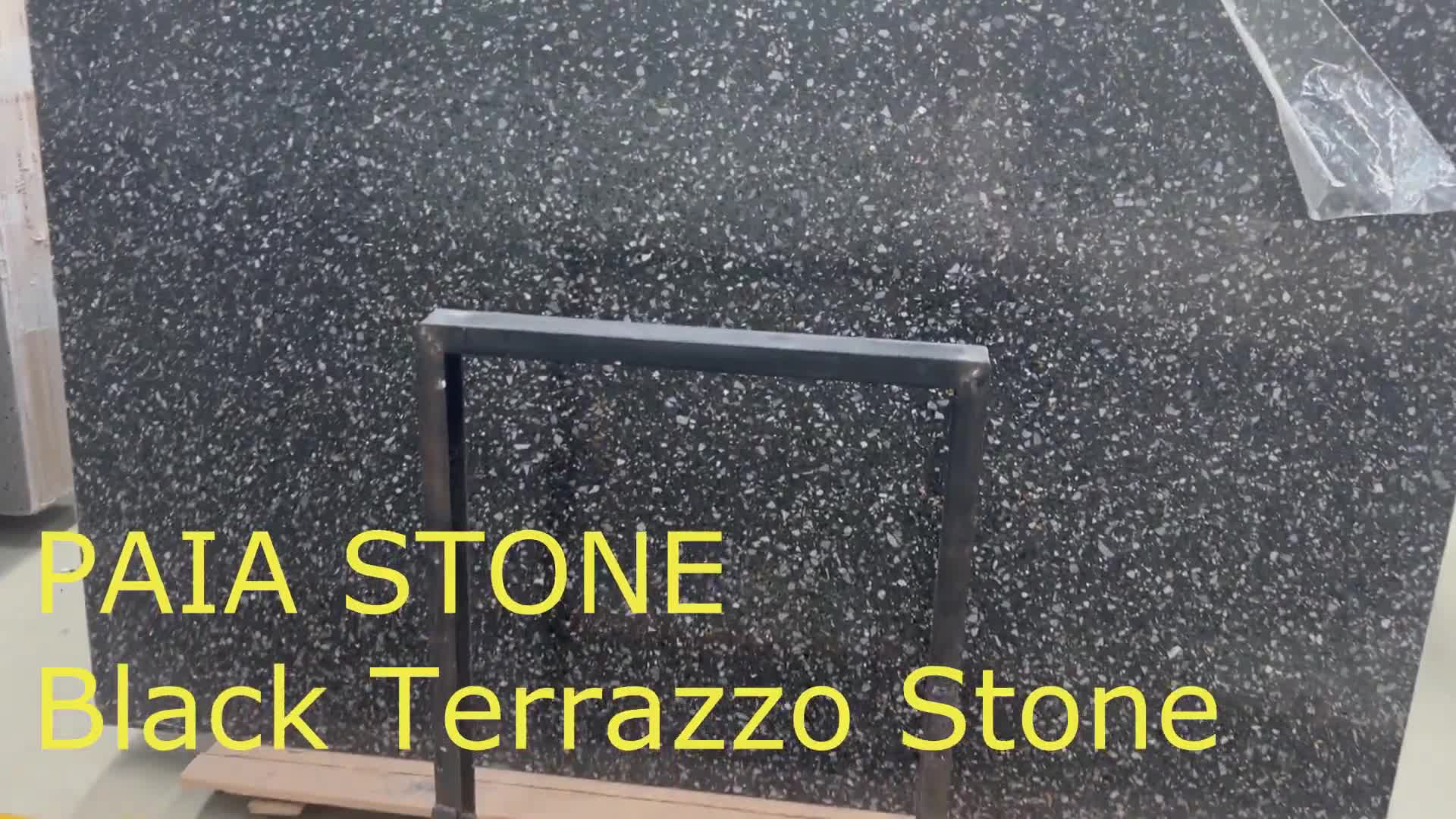 Moon Lake Dark Terrazzo Stone Slab For Interior Wall Design