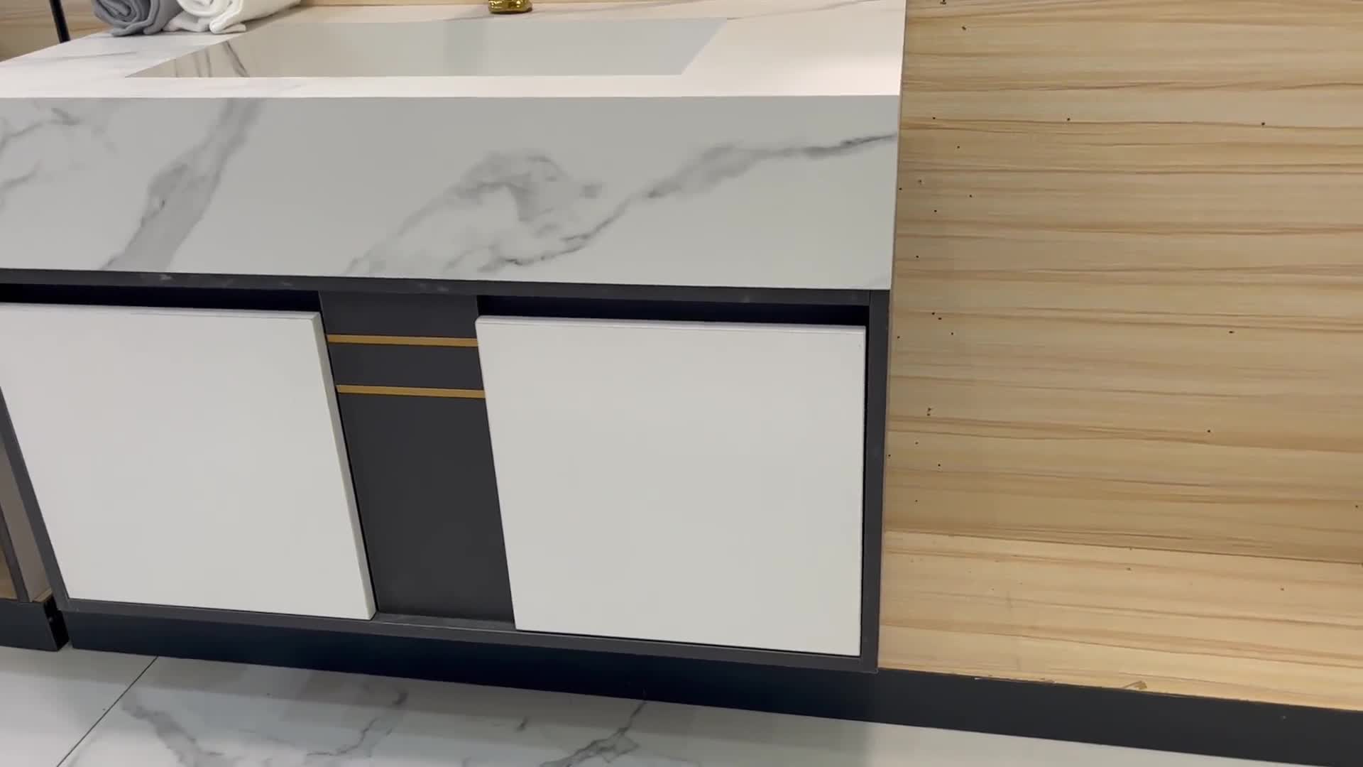 New Design Customized Bathroom Sintered Stone Vanity Cabinet