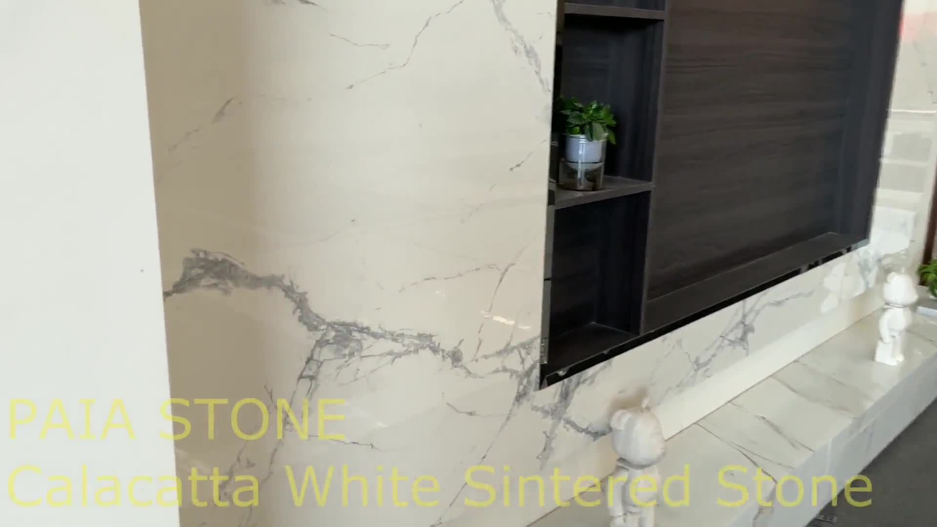 Polished Calacatta White Sintered Stone TV Background Wall