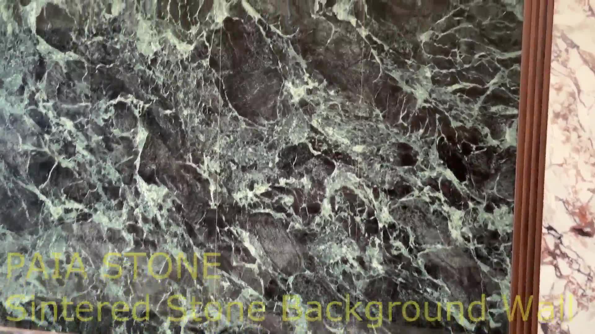 Polished Green Sintered Stone Background Wall For Home Decor