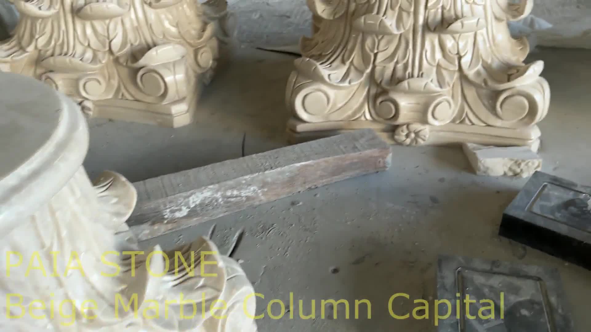 Customize Design Beige Marble Hand Carved Column Capital