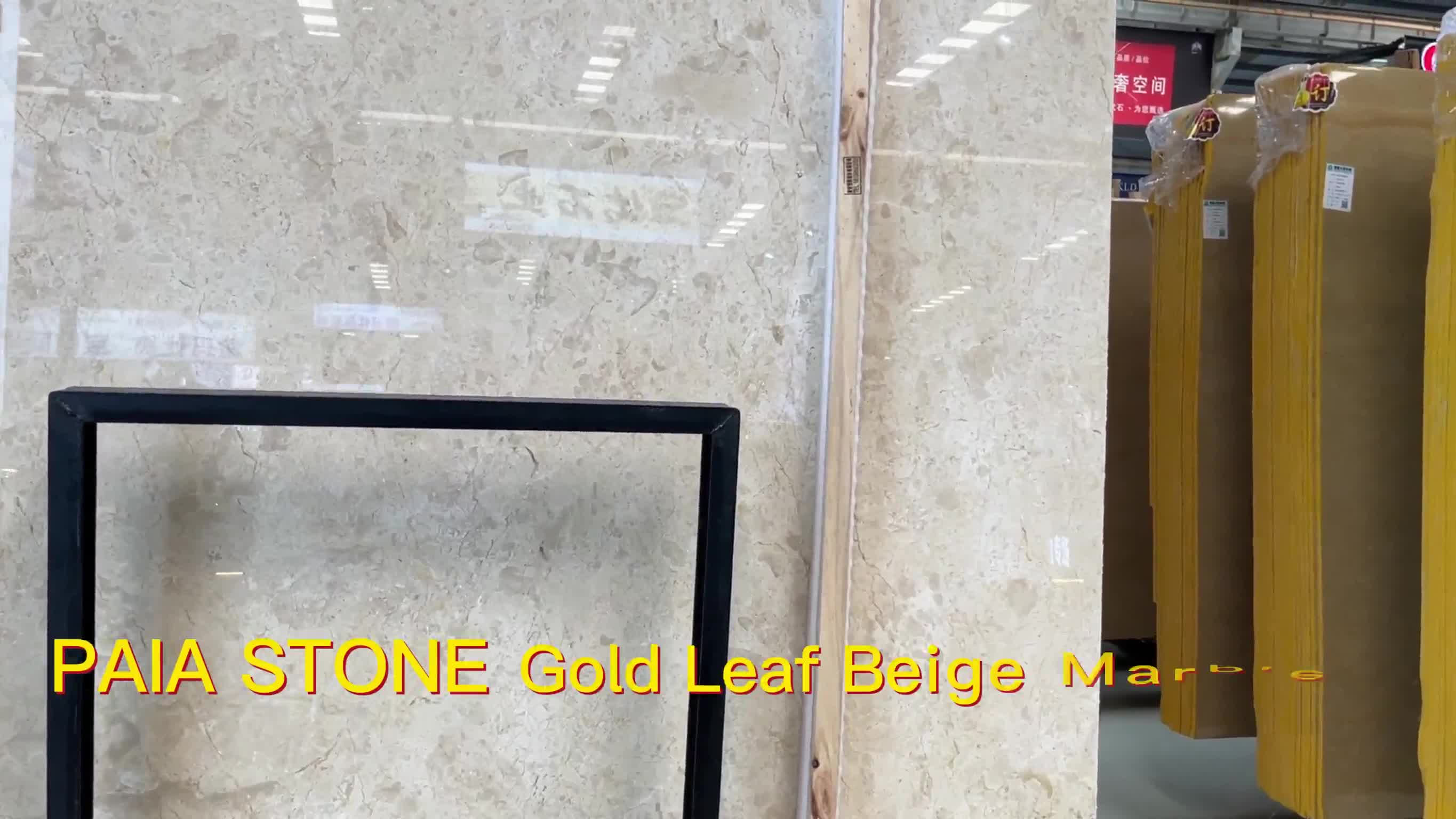 Customized Golden Leaf Beige Marble For Hotel Floor Decor