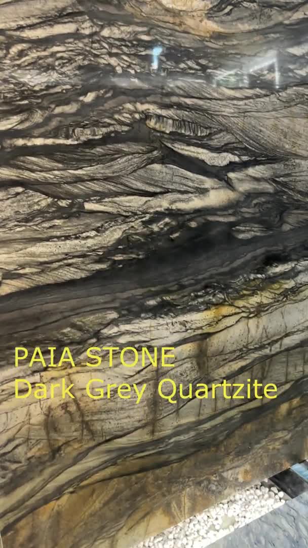 High End Natural Dark Grey Quartzite Slabs For Hotel Wall